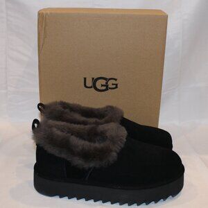 UGG NITA WOMEN'S SUEDE SHEARLING LINED SLIPPERS ANKLE BOOTS BLACK GRAY
